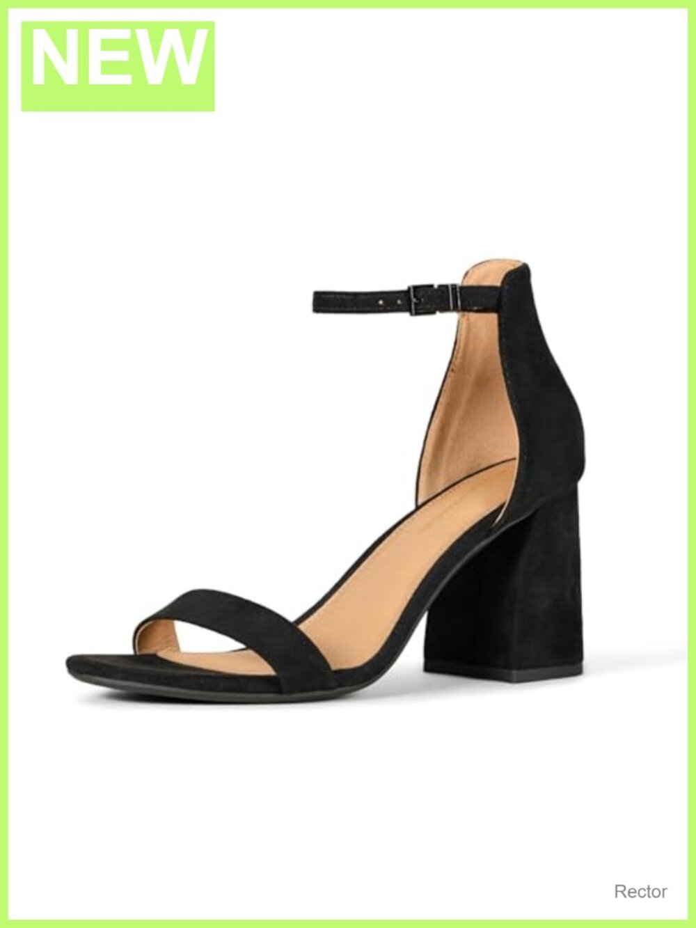 Women's Block Heel Sandals Ankle Strap Faux Suede Memory Foam 3 Inch Heel